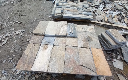 Плитка пилёная златолит Уральский для цоколя, отмостки купить в Томске